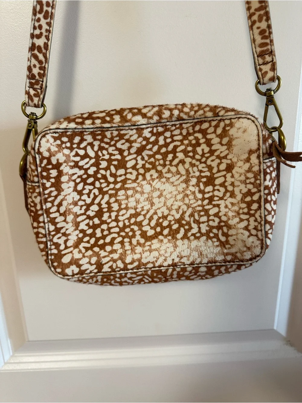 Madewell The Transport Camera Bag: Animal Spot Calf Hair Edition